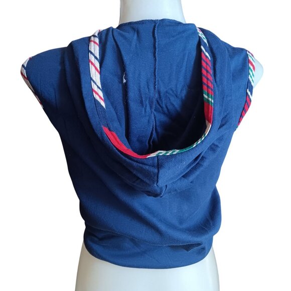 Small Vintage 80's Hoody Top Mister Marty California Sleeveless Striped Placket - Picture 4 of 5